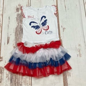Cutie Pie Outfit Festive Graphic Short Sleeve Tee & Tulle Skirt Sz 12M